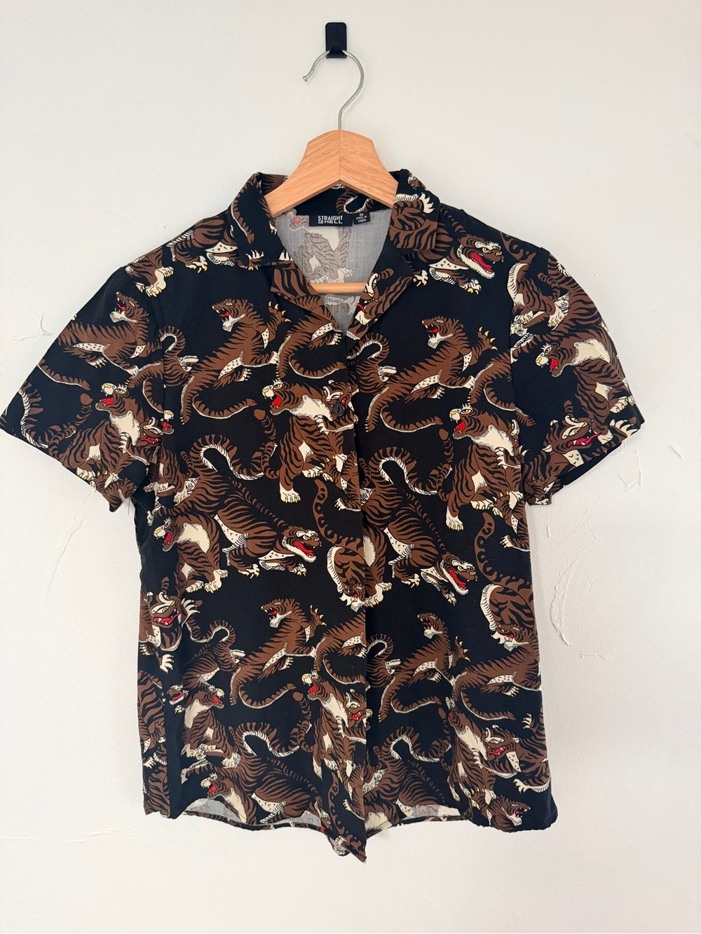 Straight To Hell Short-Sleeve Tiger Print Shirt - Black/Brown